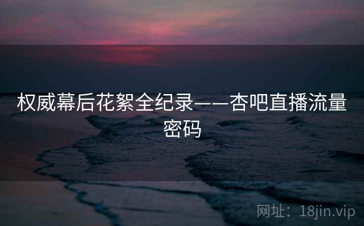 权威幕后花絮全纪录——杏吧直播流量密码