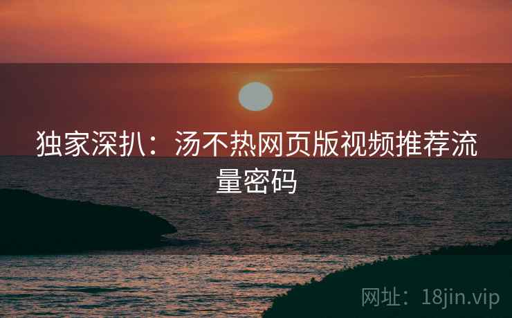独家深扒：汤不热网页版视频推荐流量密码
